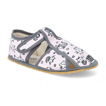 Baby bare shoes copati Pink cat